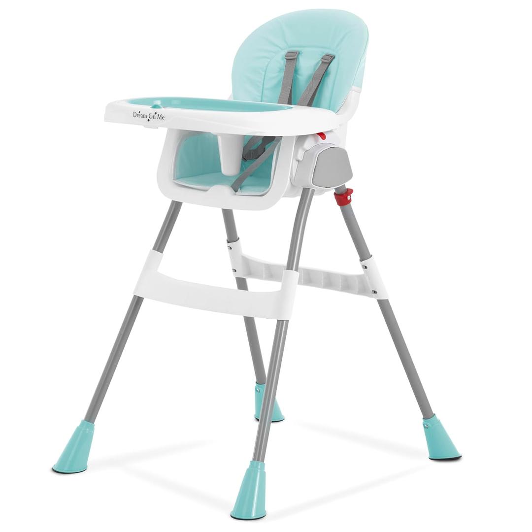 Dream On Me TableTalk 2-in-1 High Chair for Baby & Toddler Convertible High Chair to Junior Chair, Removable Padded Seat, Dual Dishwasher-Safe Trays, Styrdy Steel Frame, Quick Folding Design Aqua