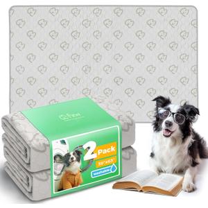 FXW Washable Pee Pads for Dogs, Puppy Pads with Super Absorbent, Specifically Designed for FXW Rollick/Homeplus 24inch 6 Panels Dog Playpen, 39" x 63" Rectangle, Khaki, 2 Packs