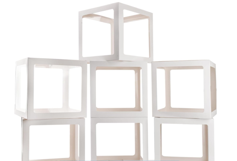 PABUES Baby Boxes for Baby Shower White Clear Balloon Box Blocks Gender Reveal Decorations and Birthday Party (7 PCS Balloon Box78 Letter)