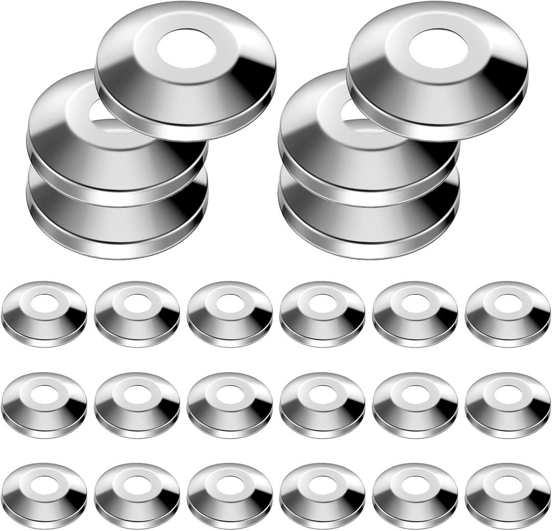 Honoson 48 Pieces 1/2 Inch Escutcheon Plates Pipe Covers Chrome Plated 304 Stainless Steel Escutcheon Flange Plumbing Cover Plates for 5/8 Inches OD Copper, PEX, PVC Pipe Wall Covers