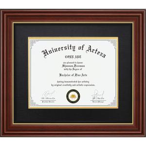 CORE ART Diploma Frame Display 11x14 Documents with Mat or 15x18 Pictures without Mat, Real Wood Wall Frame with Tempered Glass(Chocolate Brown), 15x18 for 11x14