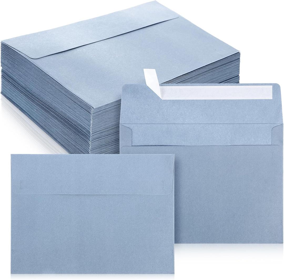 Ctosree Dusty Blue Invitation Envelopes Peel Stick Seal 120 GSM Heavyweight Blue Invitation Envelopes for Greeting Cards Wedding Birthday(A7, 5.25 x 7.25 Inch,150 Pcs)