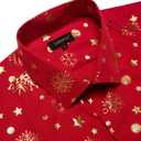 DiBanGu Christmas Shirts for Men Holiday Button Down Snowflake Dress Shirts Xmas Festival Long Sleeve Shirt for Vacation (Red)
