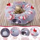 Dansydaisy 9 Pcs Cat Tunnel Under Christmas Tree, 3ft Cat Donut Tunnel with Plush Cushion and 8 Toys Cozy Washable Cave for Kittens Small Medium Pets Rabbits Gifts for Christmas (Gray)