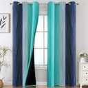 Estelar Textiler Navy Blue and Teal Ombre Blackout Curtains for Bedroom, Thermal Insulated Gradient Blackout Drapes, Full Room Darkening Energy Saving Curtains for Living Room, 42Wx84L, 2 Panels
