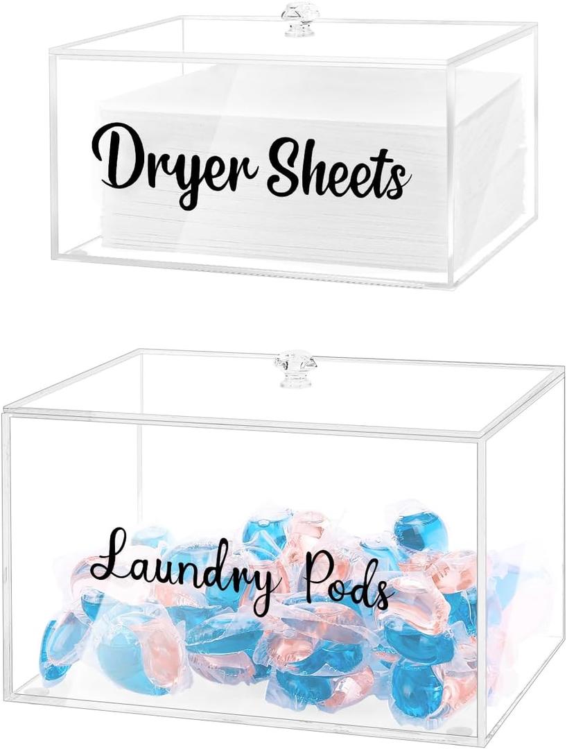 Generic VOTLEVT Acrylic Dryer Sheets Holder and Laundry Pods Container Set, Laundry Room Organization and Storage, Dryer Sheet Container and Laundry Pods Holder Set, XiYiNingZhuHe002