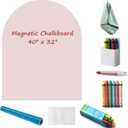 Magnetic Chalkboard Wall Decal 40"x32" - Upgraded Adhesive, Includes Wipe Cloth, Chalk Holder, 6 Dust-Free Chalks, Peel and Stick Blackboard for Kids Playroom, School, Home Decor (Pink)