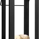 12.4" Black Metal Modern Candle Lantern  Decorative Hurricane Lantern for Indoor & Outdoor Use, Ideal for Table, Black Lantern for Mantle, Halloween, Christmas, and Wedding Decor (No Glass Panel) (Medium)