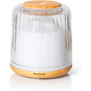 Plant Therapy Serenity Glass Diffuser, Elegant Glass Cover, Intermittent & Continuous Mist, Multiple Light Settings, Essential Oil Diffuser, 250 Square Feet Coverage