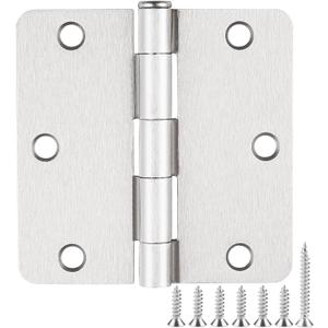 Brushed Nickel Door Hinges 3.5 Inch 1/4" Radius 30 Pack 3 1/2 Interior Door Hinge for Doors Wooden Silver Residential Standard Bedroom Indoor Inside Door Hinges Office Laundry Storage Room Hardware