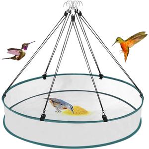 24 Inch Large Bird Seed Catcher Tray for Hanging Bird Feeder Platform, Birds Feeder Trays with Adjustable Hanging Hoop for Outdoor Garden Lawn