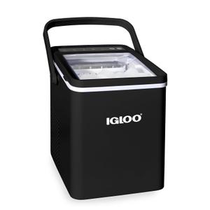 Igloo Premium Self-Cleaning Countertop Ice Maker Machine, Handled Portable Ice Maker, Produces 26 lbs. in 24 hrs. with Ice Cubes Ready in 6-8 Minutes, Comes with Ice Scoop and Basket (Black)