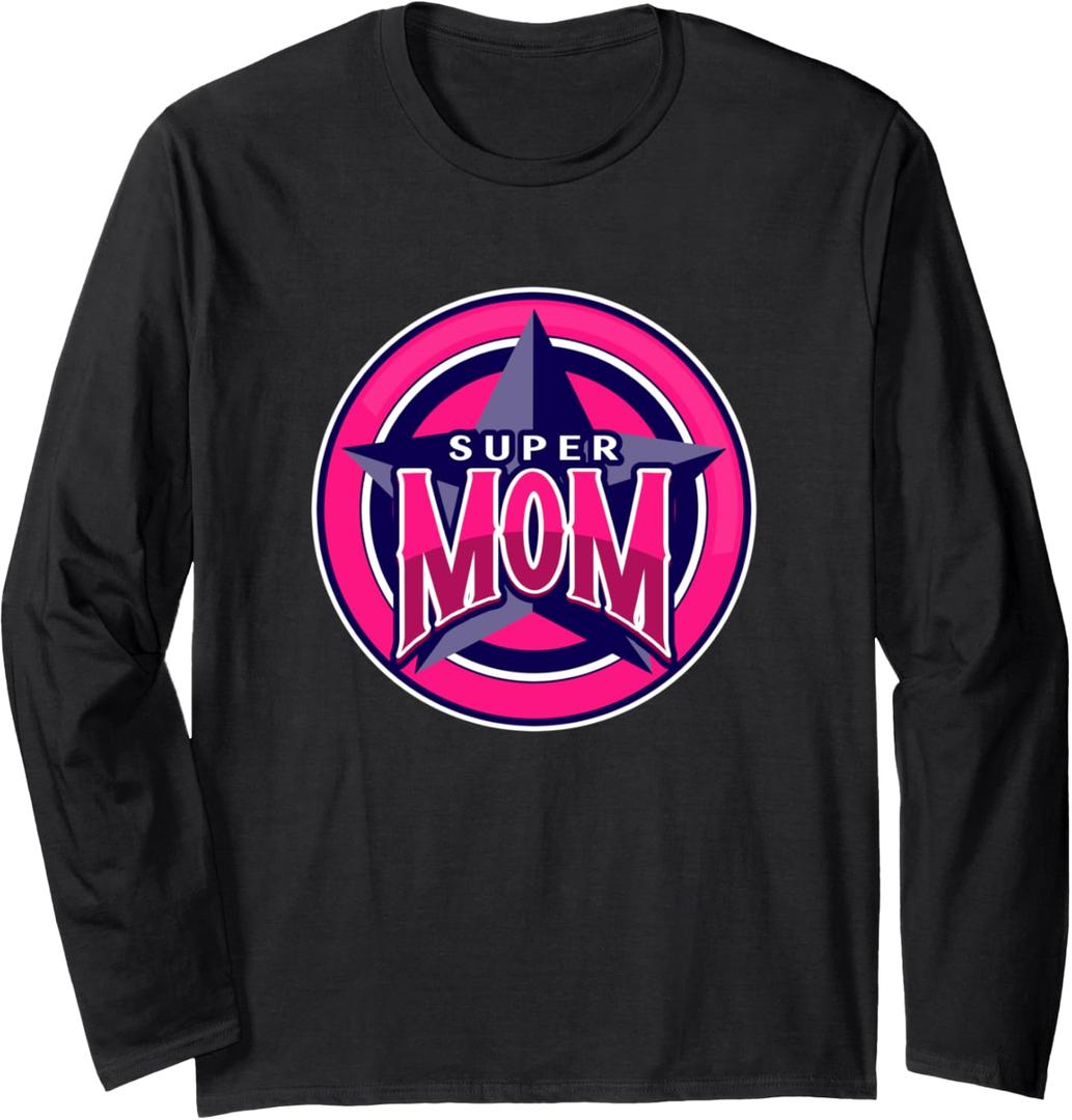 Super Mom Funny Hero Long Sleeve T-Shirt, M