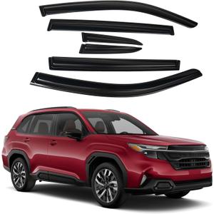 Canvcle Forester Rain Guards - Window Visors for Subaru Forester 2025 2026, 6Pcs, Outside-Mount Tape-On Side Window Wind Deflectors for Forester Accessories, Vent Visors Shades Rainproof Black