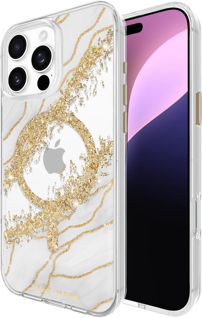 Case-Mate iPhone 16 Pro Max Case [Compatible with MagSafe] - Stylish Marble Phone Case with 12ft Drop Protection - Premium Magnetic Cover for iPhone 16 Pro Max - Karat Granite