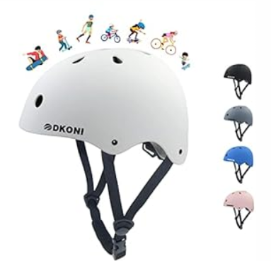 DKONI Skateboard Helmet for Kids Protective Gear:Multi-Sports Helmet Kids Bike Helmet for Roller Skate Skateboarding Inline Skating BMX MTB Rollerblading Cycling from Child to Youth Boys Girls (Small:18.9-20.5inch(48-52cm), WHITE)
