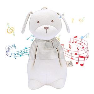 COTTONEBEBE Organic Baby Toys, Stuffed Animal Toy with Lullaby Music for Infant Babies 0 3 6 12 to 36 Months Boy & Girl,Ideal Gift for Newborn (Mr.Dog, Cotton)