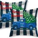 HOMETITUTE Christmas Throw Pillow Covers 18x18 Inch Set of 2 Soft Decorative Christmas Tree Plaid Pillow Covers Holiday Cushion Cases Winter Throw Pillow Covers for Sofa Couch Bed Home Decor