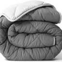 ViscoSoft Twin/Twin XL Microfiber All Seasons Down Alternative Quilted Comforter - Cooling Breathable Premium Soft Reversible Microfiber Duvet Blanket, Light Gray/Dark Gray
