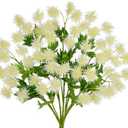 Hollyone 9 Heads White Dandelion Artificial Flowers 5Pcs Faux Dandelions Flowers Bush Arrangement Bouquets Fake Ball Mums Flower Stem for Indoor Home Decor Table Office Party Wedding Decoration