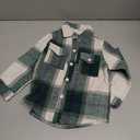 Toddler Baby Boys Plaid Flannel Shirt Long Sleeve Button Down Shirts Fur-Lined Jacket Shirt Winter Fall Tops Clothes (2-3T, Green)