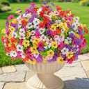 Lifewit Artificial Flowers for Outdoor Indoor, 12 Bundles Plastic Fake Flowers Daisy with Eucalyptus Leaves for Home Garden Decor, Porch, Window Box(Mix for Fuchsia Purple White Pink Yellow Red)