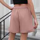 Bettysays Shorts for Women Bermuda Shorts Casual Elastic Waist Wide Leg Shorts with Pockets (XL)