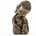 Baby Buddha Statue Indoor Decor, 8 Inch Resin Thinking Buddha for Meditation Room, Spiritual Zen Gifts, Antique Golden Altar Statue for Home Retro