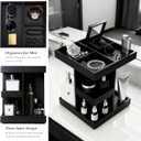 Rotating Cologne Organizer for Men, 3-Tier Large Capacity Wooden Perfume Stand with 360 Display, Desk & Dresser Organizer for Cologne, Watches & Accessories, Gift for Husband, Dad & Men (Black)