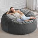 Hobestluk Bean Bag Chair 5ft Giant BeanBag Velvet Fabric XX-Large Grey | Memory Foam,Washable Cover,Lightweight,Oversized Bean Bag Chairs for Living Room Bedroom Reading Lounging Gaming | Grey 5FT