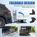 PINGDIR Folding Hitch Mount Cargo Carrier Hitch Rack Basket 60"*21.5"*6" Hauling Weight Capacity of 500 Lbs, Waterproof Cargo Bag 58" 19" 24", with Hitch Stabilizer,Cargo Net and Ratchet Straps
