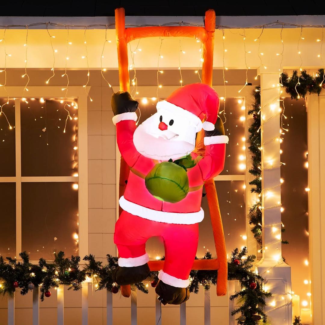 Joiedomi 6 FT Christmas Inflatable Climbing Santa, Hanging Inflatable Christmas Decorations with Build-in LEDs, Blow Up Santa Yard Decorations for Xmas Party Indoor, Outdoor, Garden, Lawn Dcor