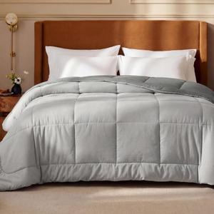 Bedsure Oversized King Comforter Duvet Insert, Quilted Down Alternative Bedding, Ultra Soft Lightweight Comforter Blanket for Bed, with Corner Tabs, Washable, 116x98 in, Light Grey/Grey