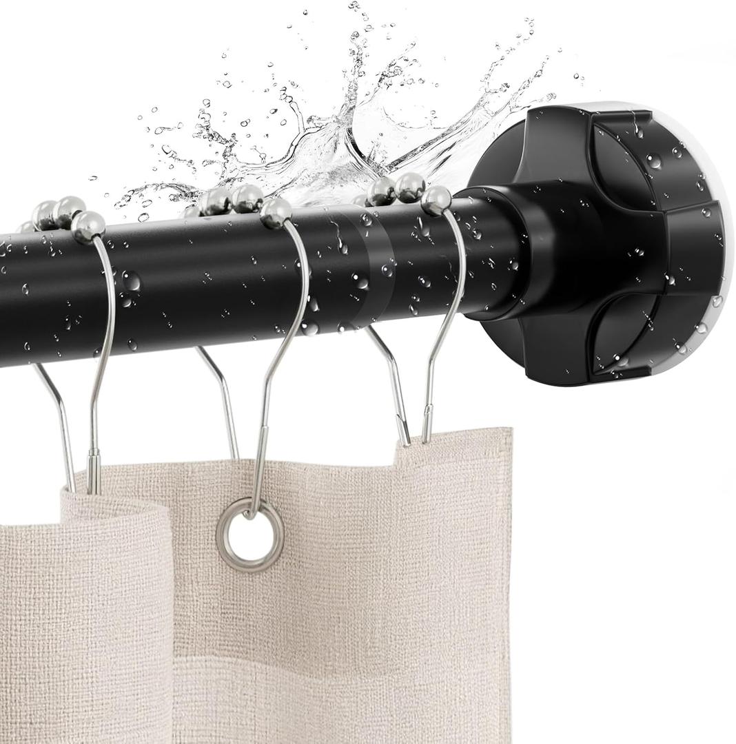 Shower Curtain Rod Tension No Drill Adjustable 30-43 Inch, Black