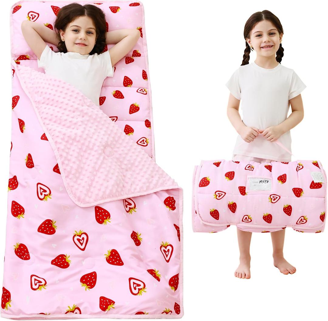 Lasoftan Toddler Nap Mat with Pillow and Blanket, Extra Large Rolled Napping Mats,Slumber Bags for Boys Girls,Kids Sleeping Bag for Daycare, Preschool Travel Camping