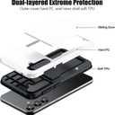 for Samsung Galaxy S25 Wallet Case with Card Holder, 2X Screen Protector Dual Layer Heavy Duty Protective Hidden Card Slot Slim Case for Galaxy S25 6.2" 2025 (White)