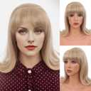 Black Long Curly Beehive Wig Vintage Wig with bangs for Women Costume Cosplay Fancy Dress 60s 70s Retro Wigs (Ash Blonde)