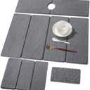 3 PCS Large Stone Dish Drying Mat for Kitchen Counter, Quick Dry Stone Dishes Mats, Sink Faucet Mat, Minimalist Water Absorbing Diatomaceous Earth Drying Pad for Countertop Tableware, Bottles (24*16inch+24*5.5inch+8*4inch, Grey Carving Lines)