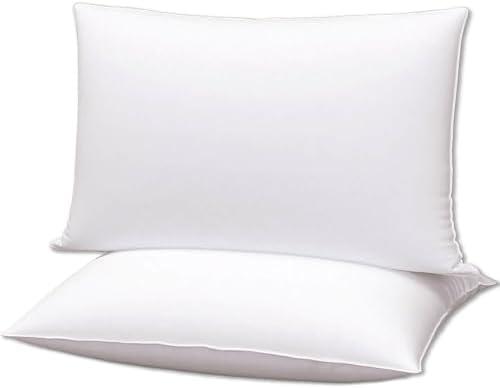 Gooeb Squishy Flat Bed Pillows King Size Set of 2 Extra Soft Thin Pillow for Stomach Sleeping Adults Kids Back Sleeper Plush Fluffy White 32x16 inches