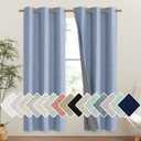 NICETOWN Stone Blue Vintage Linen 100% Blackout Curtains for Classroom, Thermal Insulated Curtains 72" Long, Noise Reducing Window Treatment Drapes for Gym Room, 42" Wide Per Panel, Set of 2