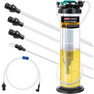 Estune 2.5 Gallon/9.5 L Manual Pneumatic Fluid Extractor, Automotive Oil Extractor Pump Oil Vacuum Changer with 5 Pcs Brake Bleeding Hose for Car, SUVs, Truck, Yachts