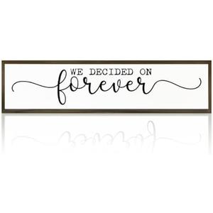 Romantic Decorations, Farmhouse Wooden Table Sign, Love Quote Signs for Home Bedroom Living Room Decor, Engagement Wedding Party Decoration, We Decide On Forever Signs, Family Wood Sign
