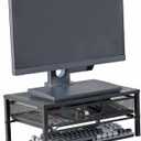 Metal Computer Stand for Desk,Monitor Riser with Drawer ,Desktop Stand for Laptop,Printer and Monitor,Black