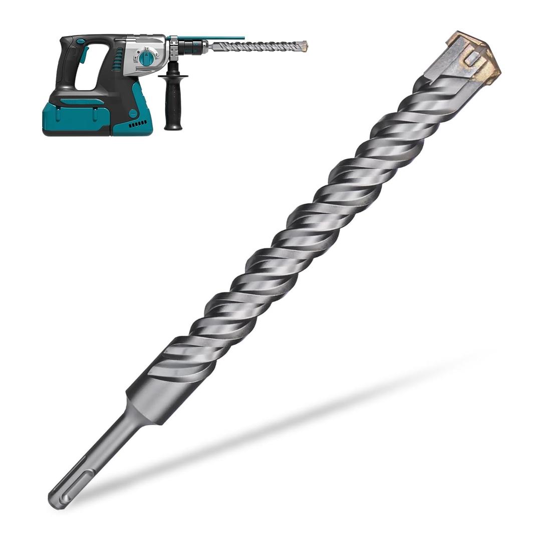 1 Inch x 10 Inch SDS Plus Rotary Hammer Drill Bit, Cross Tip Double Threaded Carbide Tipped for Concrete, Brick, and Stone (1" x 7.5" x 10")