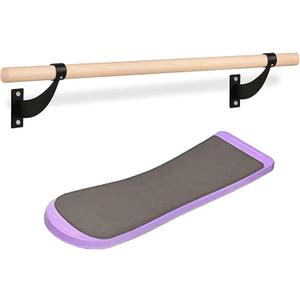 flybold Wall-Mounted Ballet Barre with Turning Board and Premium Wooden Bar - Home Workout and Dance Equipment - Rust, No Wobble - 4ft, 1.5ft Diameter - Multiple Colors