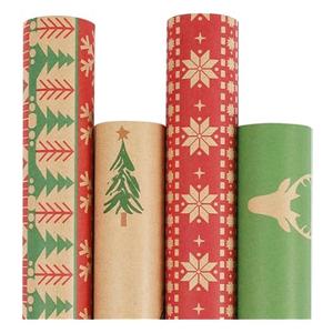 LaRibbons Christmas Wrapping Paper Set, Holiday Gift Wrap with Classic Deer/Red White Plaid/Berries Design, Perfect for Season Party, Xmas Presents & Decoration, 30 Inch X 10 Feet-4 Rolls