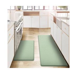 AUTODECO Kitchen Mats and Rugs Set of 2 - Cushioned Anti-Fatigue Kitchen Rug for Floor Washable 17"x29" +17"x59", Light Green