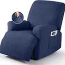 Timeles Recliner Covers Extra Wide Recliner Chair Covers Reclining Couch Covers Sofa Slipcovers Stretch Soft Washable (Single-Seater Oversized, Navy Blue)