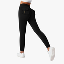ADHOWBEW Yoga Pants Women Seamless Pilates Gym High Waisted Butt Lifting Activewear Tummy Control Slacks , Size L