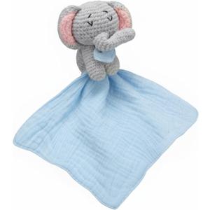 Baby Security Blanket Soft Stuffed Crochet Animal Security Blanket Lovey Nursery Gifts for Baby Boys and Girls Newborn Infant (Elephant)